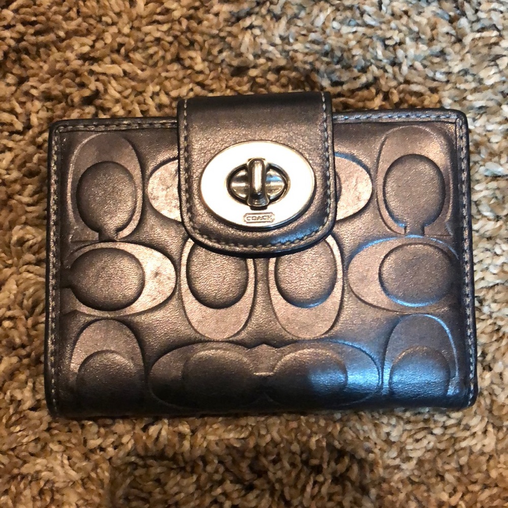 Coach wallet - embossed black/pewter